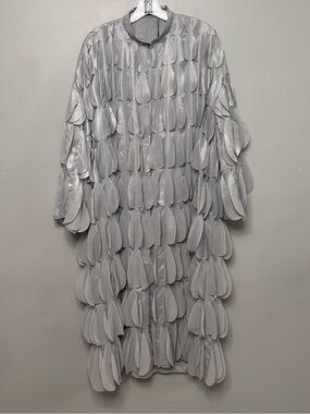 NWT Zara Silver Metallic Hearts Petal Coat Blogger Favorite Size Small